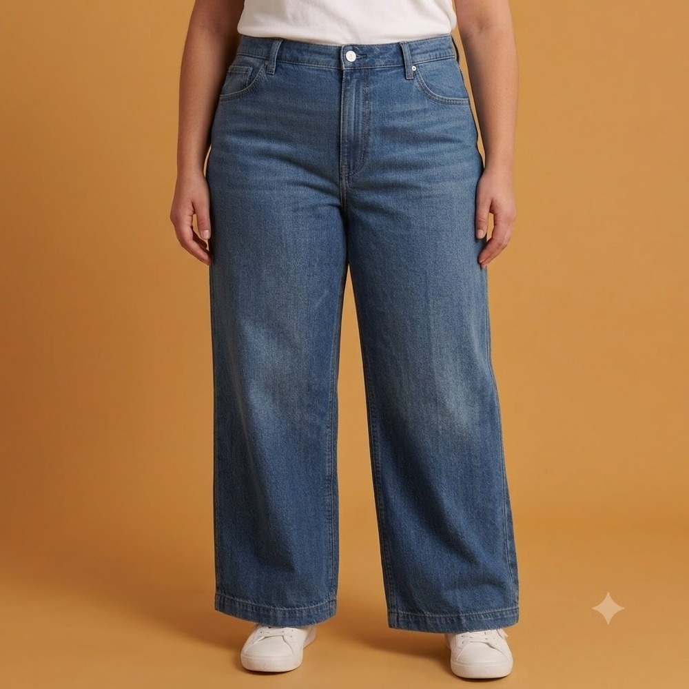 Abercrombie & Fitch Jeans Womens 18R Blue Mid Rise Cropped Wide